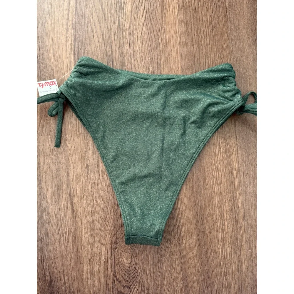 Abercrombie & Fitch Green Shimmer High Leg Side Tie Bikini Bottom XS NWT